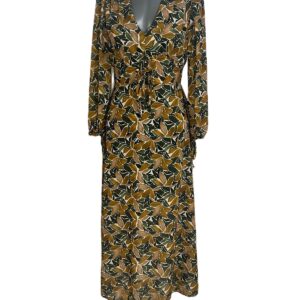 Vestido largo con estampado de hojas